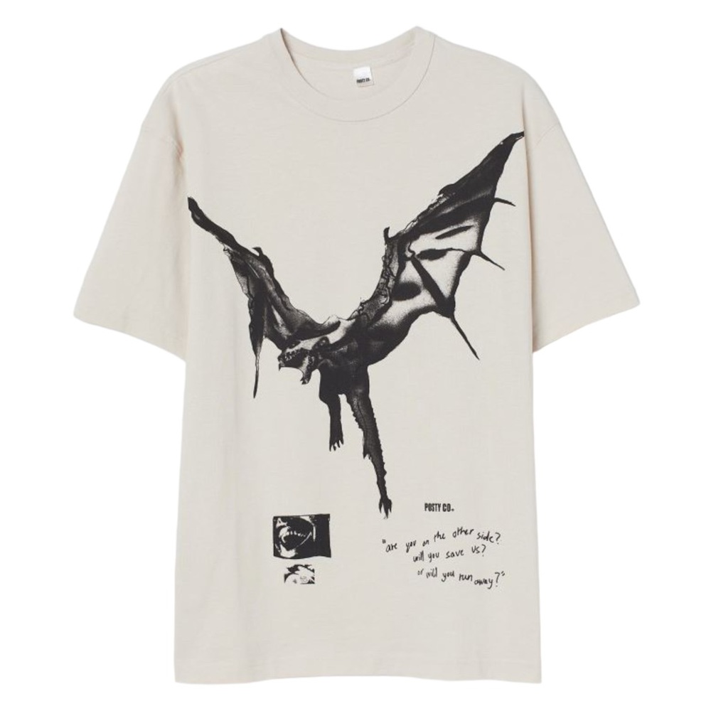 Post Malone H&M x Posty Co. Official Collab Beige Demon Lyrics Tee